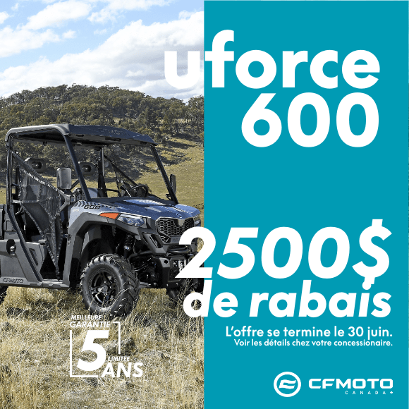 CFMOTO: 2 500$ de rabais sur les UFORCE 600