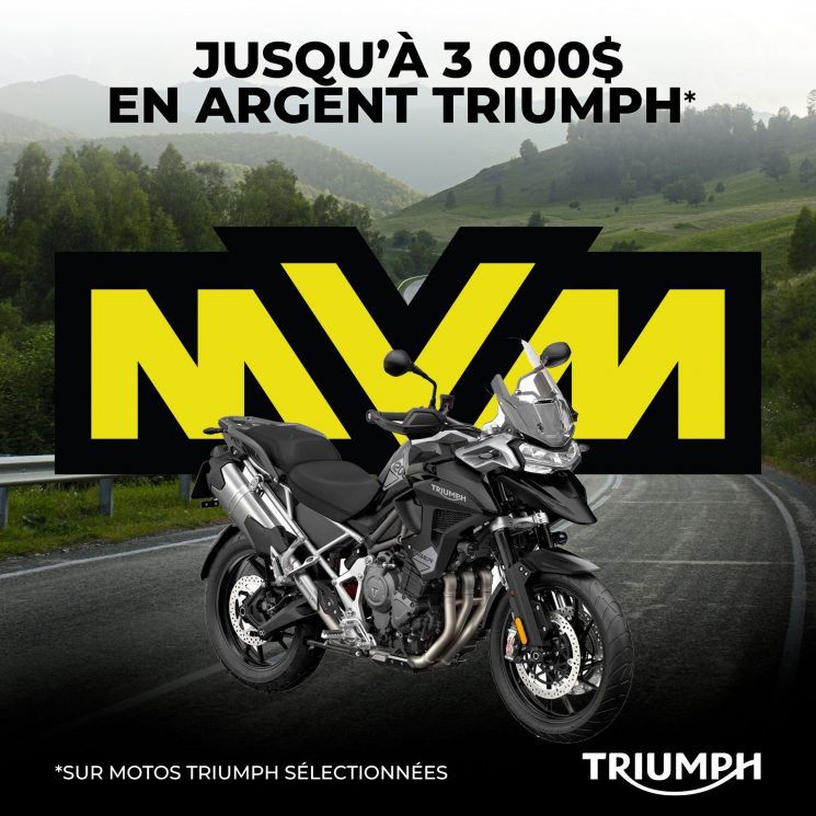 TRIUMPH: Jusqu’à 3 000$ de rabais ou financement à partir de 0%