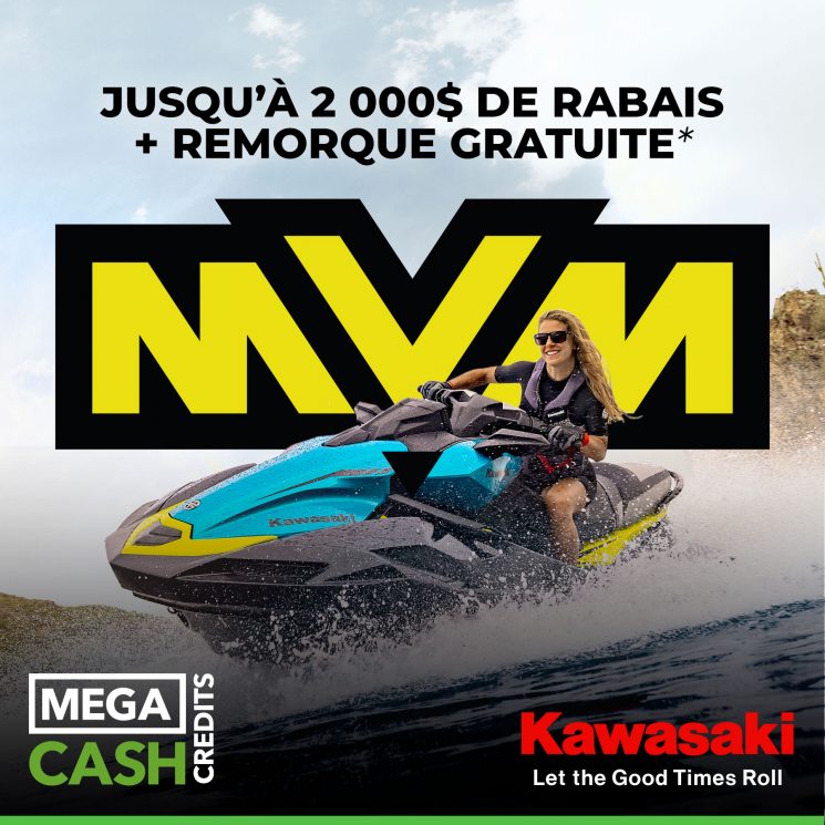 Kawasaki: Jusqu’à 2 000$ de rabais sur les motomarines Jet Ski  + Remorque GRATUITE